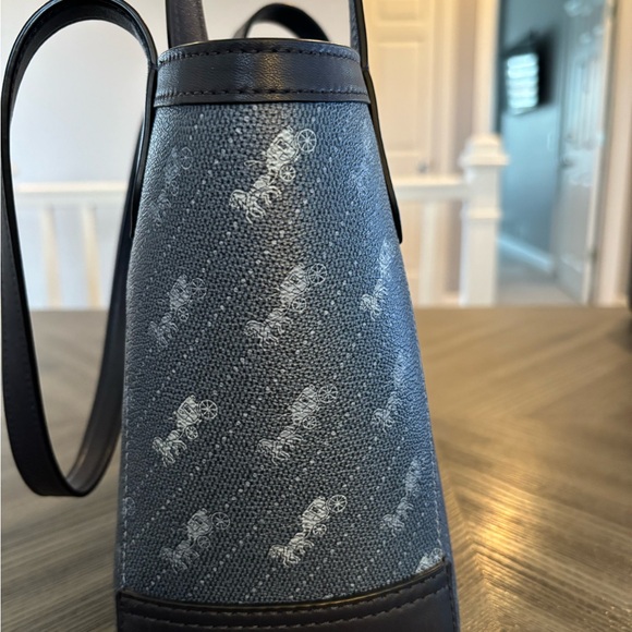 Coach Horse and Carriage Tote 27 Dot Print Coated Canvas in Denim Blue - Picture 3 of 6